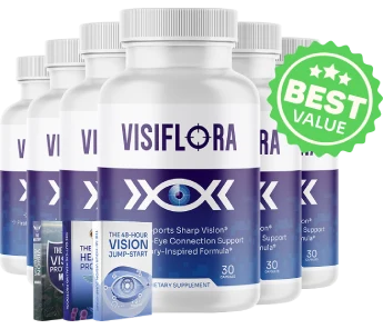 Buy VisiFlora — six bottle best value package at $49 per bottle with free US shipping and three free bonus guides